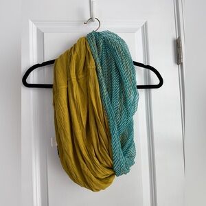 Chan Luu Striped Infinity Loop Scarf Gold Blue Stripes